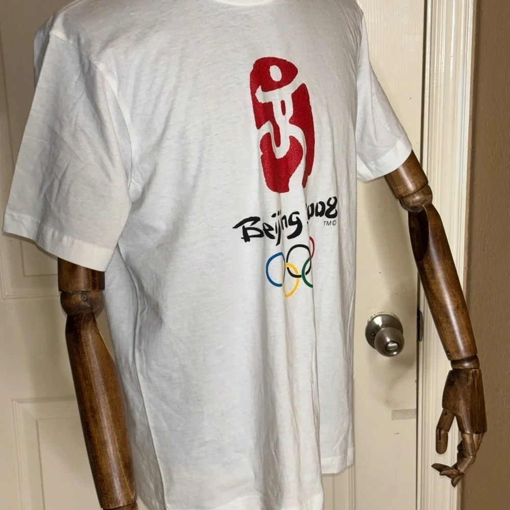 2008 Beijing Olympics One World One Dream Men's White NWT Shirt Size Large​​​​​ - Picture 2 of 12